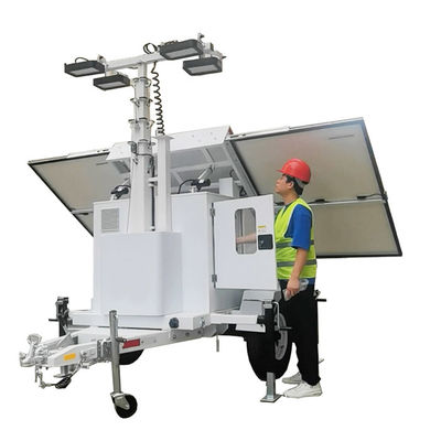 आपदा क्षेत्रों के लिए 4*100W एलईडी लैंप के साथ पीने योग्य सौर लाइट टॉवर