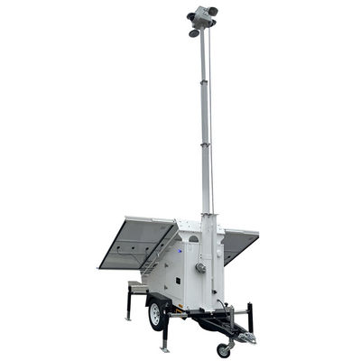 अस्थायी निर्माण स्थल के लिए 3*400W सौर पैनलों के साथ सीसीटीवी कैमरा सुरक्षा ट्रेलर