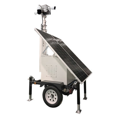 सुरक्षा कैमरा ट्रेलर सौर सीसीटीवी ट्रेलर निर्माण स्थलों के लिए 2*300W सौर पैनलों के साथ