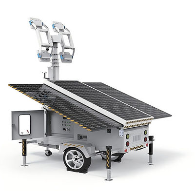 मोबाइल सोलर सुरक्षा निगरानी लाइट टावर 3*460 W सोलर पैनल के साथ